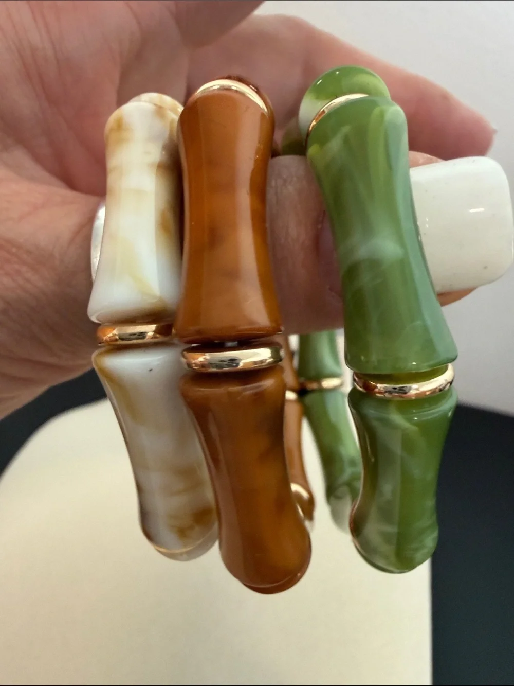 Piper K | Marbled Neutral Colored Bangle Stretch Bracelets